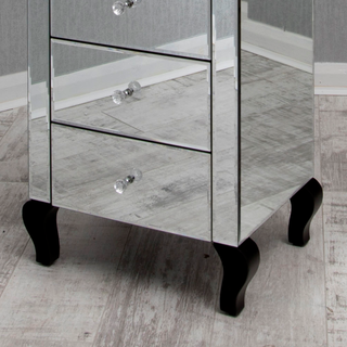 Clear Mirrored 3 Drawer Bedside Table