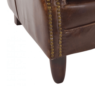 Vintage Studded Front Leather Armchair