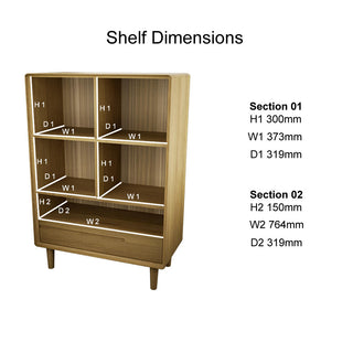 Scandic Small Bookcase, Oak Wood