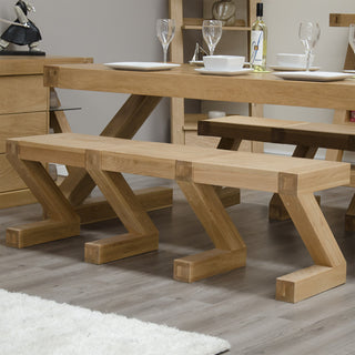 Z Wooden Bench, Oak Wood