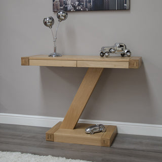 Z Wooden 2 Drawers Console Table, Oak Wood