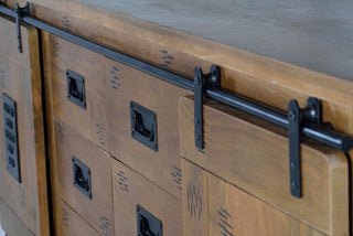 Industrial Iron Details Mango Wood Sideboard