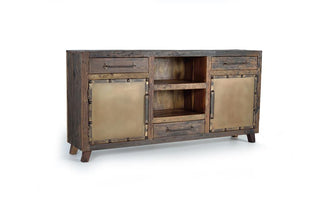 Sideboard Made of Recovered Railway Wood, 3 drawers 2 metal doors