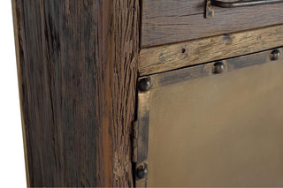 Sideboard Made of Recovered Railway Wood, 3 drawers 2 metal doors