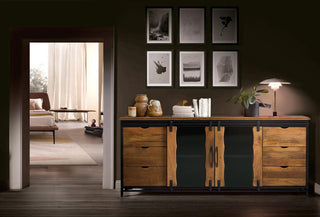 Industrial Sideboard 2 sliding doors and 6 drawers