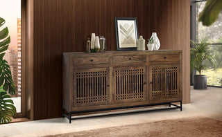 Acacia Wood Sideboard with 3 Doors and 3 Drawers