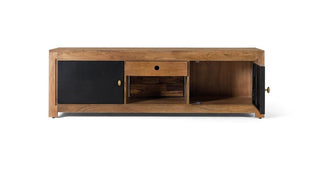 Solid Wood TV Cabinet with Interior Lighting