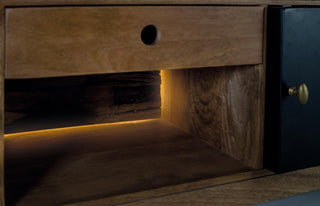 Solid Wood TV Cabinet with Interior Lighting