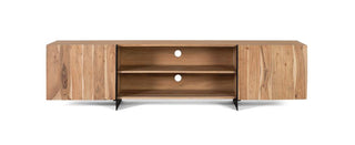 2-Door TV Cabinet, Solid Acacia Wood and Metal