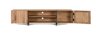 2-Door TV Cabinet, Solid Acacia Wood and Metal