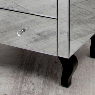 Clear Mirrored 3 Drawer Bedside Table