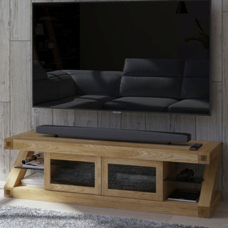 Z Glazed Wooden TV Stand, Oak Wood