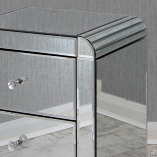 Clear Mirrored 3 Drawer Bedside Table