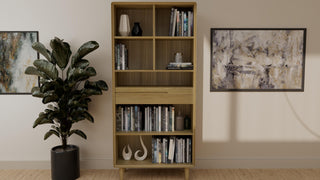 Scandic Large Bookcase, Oak Wood