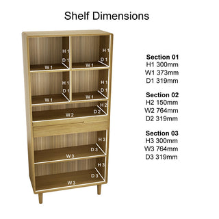 Scandic Large Bookcase, Oak Wood