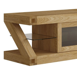 Z Glazed Wooden TV Stand, Oak Wood