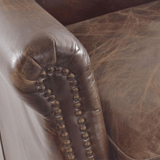 Vintage Studded Front Leather Armchair