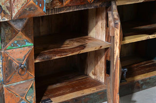 Diamond Carved Recycled Sideboard