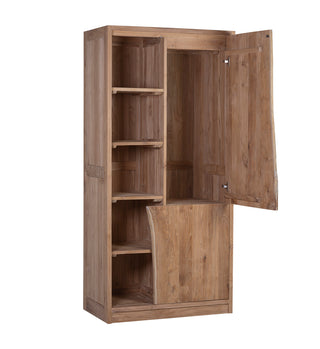 Wooden 2 Doors 8 Shelves Wardrobe, Teak