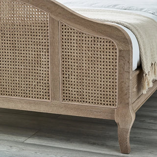 Fleur Rattan Bed, Oak Wood