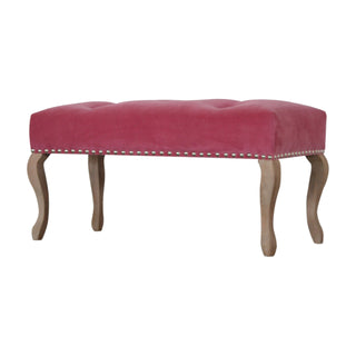 French Inspired Wooden Velvet Bench