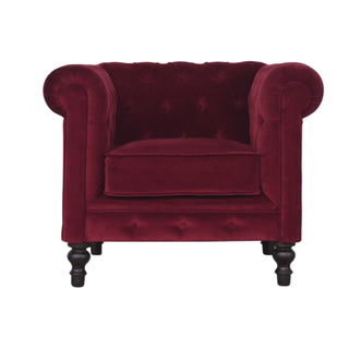 Chesterfield Armchair, Wine Red