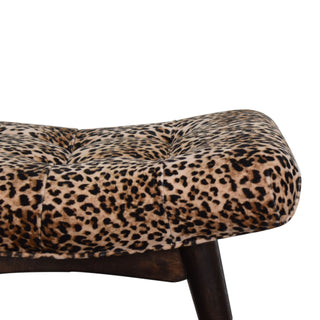 Velvet Curved Bench, Leopard Print