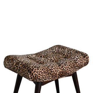 Velvet Curved Bench, Leopard Print
