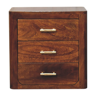 Luca 3 Drawer Bedside, Chestnut