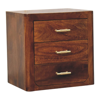 Luca 3 Drawer Bedside, Chestnut