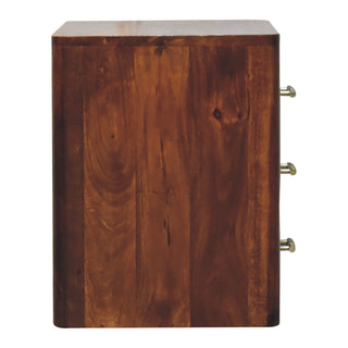 Luca 3 Drawer Bedside, Chestnut