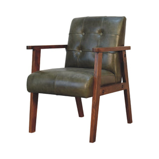 Buffalo Leather Armchair, Olive