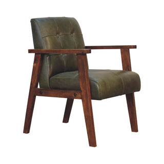 Buffalo Hide Armchair, Olive