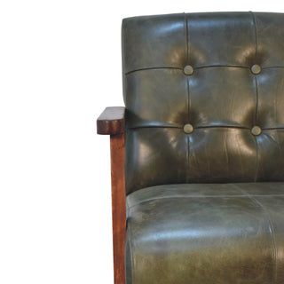 Buffalo Hide Armchair, Olive