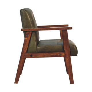 Buffalo Hide Armchair, Olive