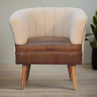 Buffalo Leather Boucle Armchair