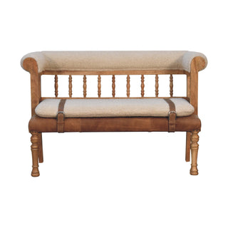 Strapped Boucle Buffalo Leather Bench