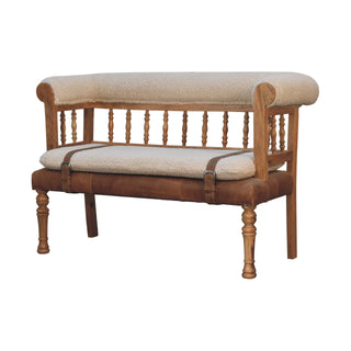 Strapped Boucle Buffalo Leather Bench