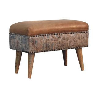 Buffalo Leather & Durrie Stool