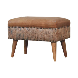 Buffalo Leather & Durrie Stool