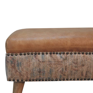 Buffalo Leather & Durrie Stool