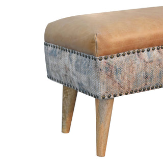 Buffalo Leather & Durrie Stool