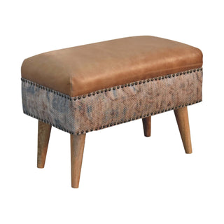 Buffalo Leather & Durrie Stool