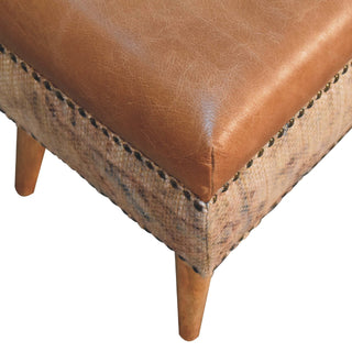 Buffalo Leather & Durrie Bench