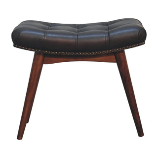 Leather Curved Bench, Black