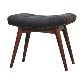 Leather Curved Bench, Black