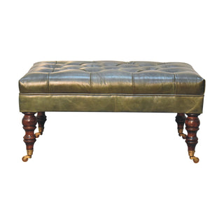 Leather Ottoman with Castor Legs