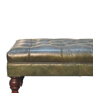 Leather Ottoman with Castor Legs