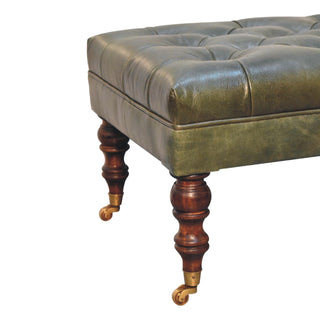 Leather Ottoman with Castor Legs