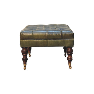 Leather Ottoman with Castor Legs